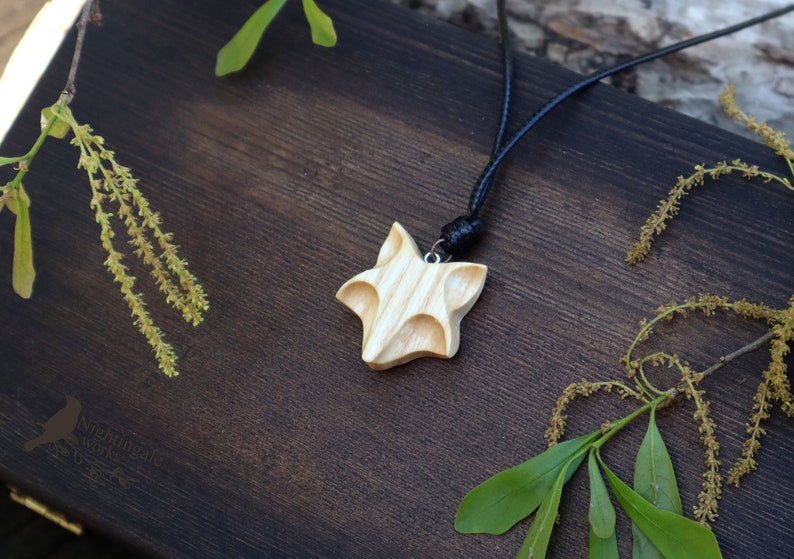 Wooden Racoon Pendant and Necklace, Eco Friendly Accessory, Racoon Jewelry, Carved Charm, Spirit Animal, Mother's Day Gift, for Her Under 20 White Oak