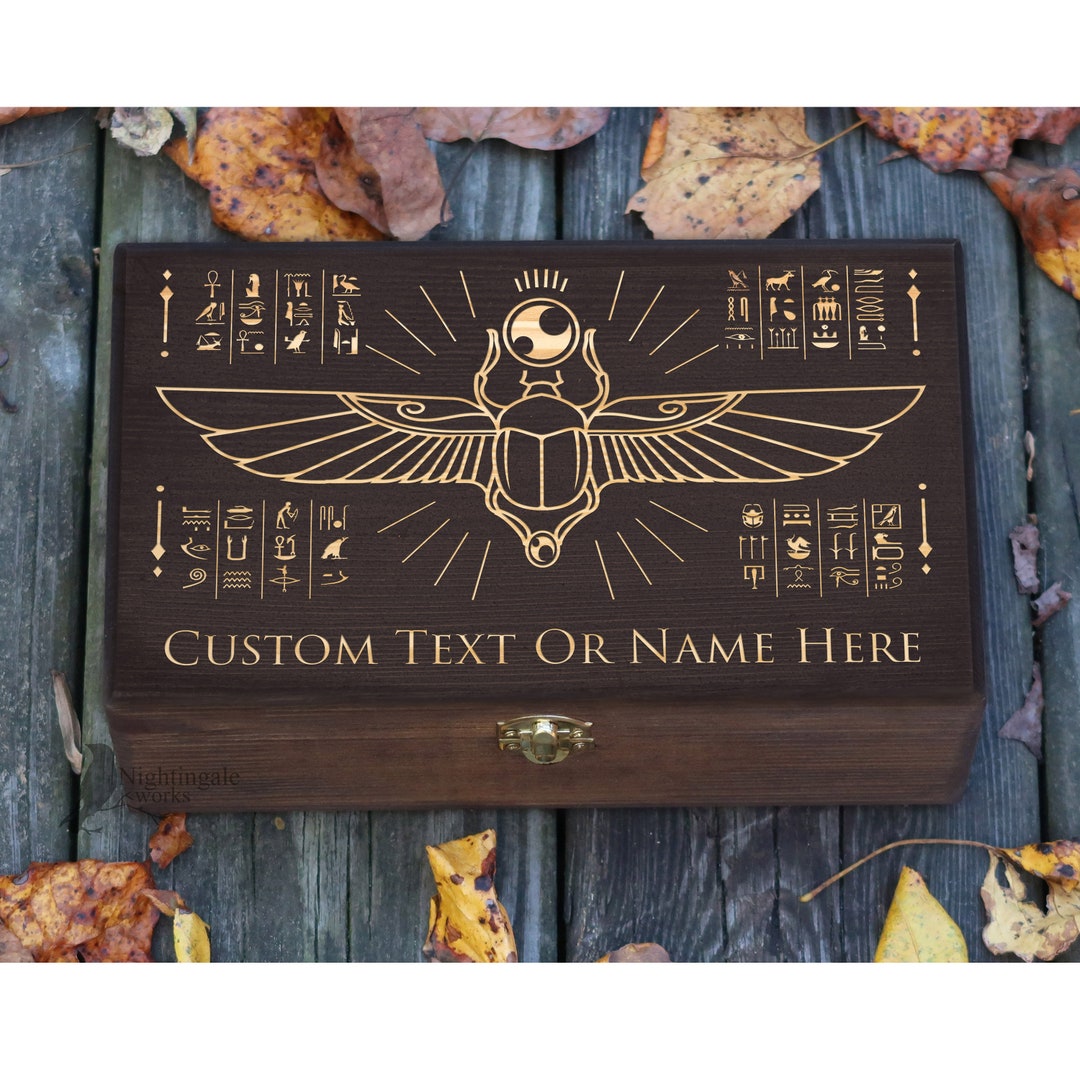 Personalized Engraved Treasure Box, Escape Room Decor, Egypt Box