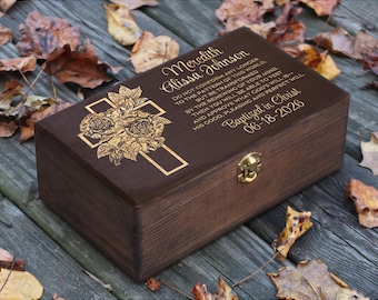 Personalized Engraved Baptism Box, Godchild Gift, Baby Baptism, Religious Keepsake box, Christian Memory Box, Prayer Box, Confirmation Gift