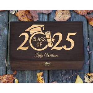 Caja de graduación grabada personalizada, regalo de graduación para él o ella, caja de regalo de graduación, caja de fotos, caja de recuerdos de madera, caja de recuerdos