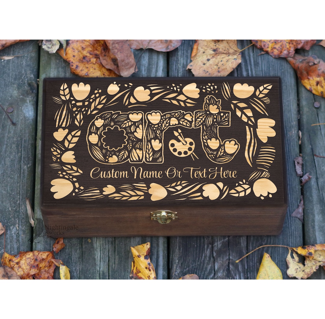 Personalized Engraved Art Box, Custom Craft Box, Paint Box, Gift for