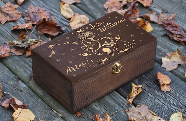 Personalized Engraved Aries Zodiac Box, Astrology Gift, Zodiac Gifts ...