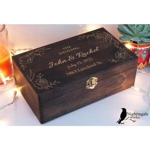 Personalized Engraved Wedding Box, Custom Anniversary Box, Wedding Gift, Wedding Card Box, Wooden Memory Box, Keepsake Box, Gift for Parents