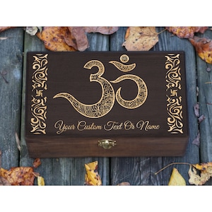 Personalized Engraved Om Wood Memory Box, Aum Hindu Decor, Indian Decor Gift, Om Sanskrit Symbol, Hinduism Box, Wooden Box, Keepsake Box