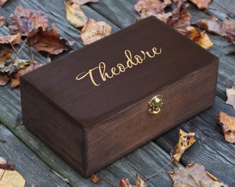 Personalized Engraved Letter Box, Your Name Gift Box, Wood Memory Box, Anniversary Gift, Custom Wooden Box, Keepsake Box, Christmas Gift