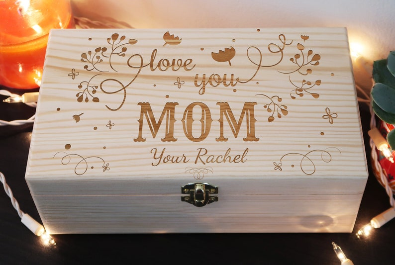 Personalized Engraved Love You Mom Box, Custom Mother's Day Gift ...