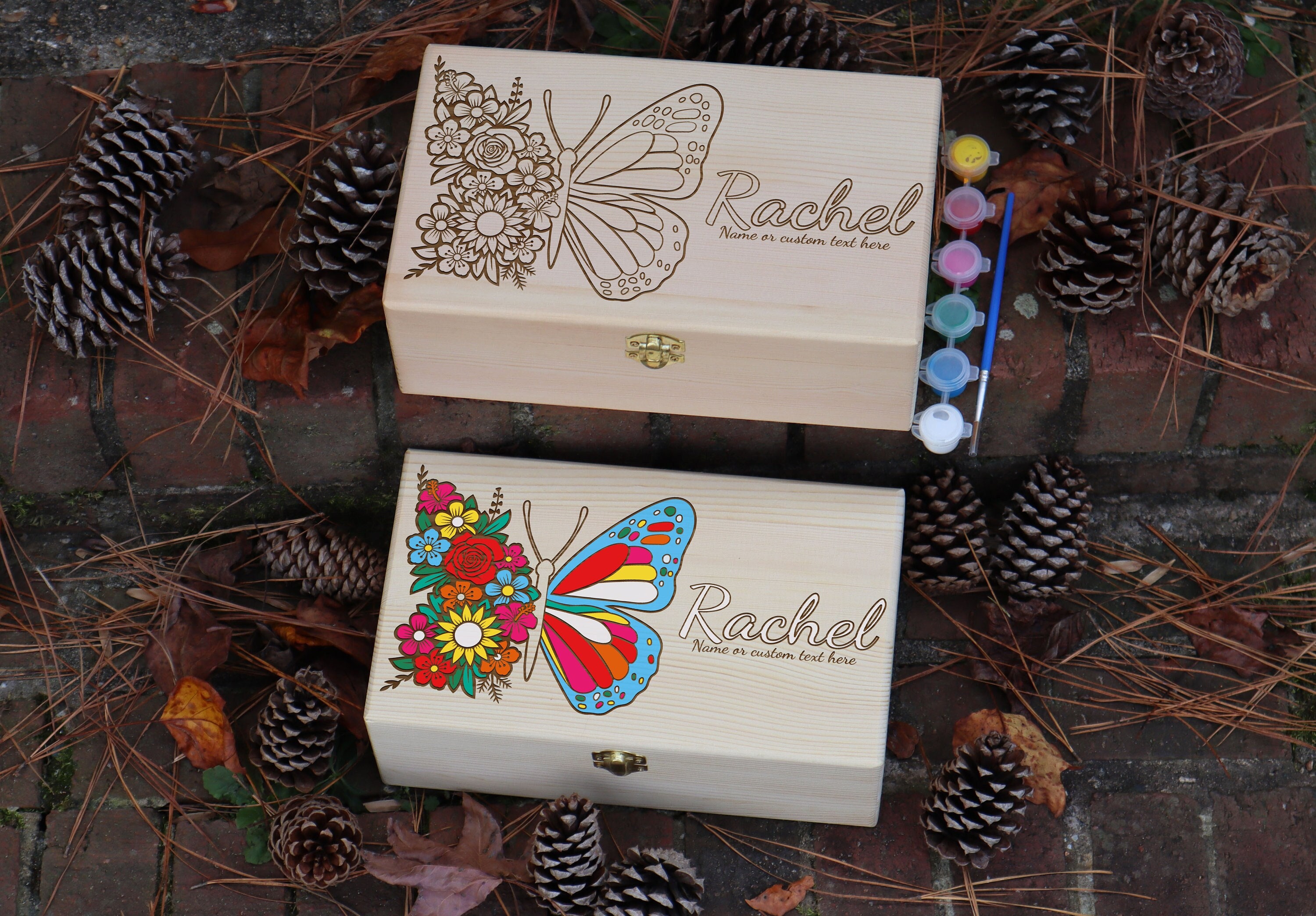 Personalized Engraved Paint Yourself Box, Personalized Engraved Wooden ...