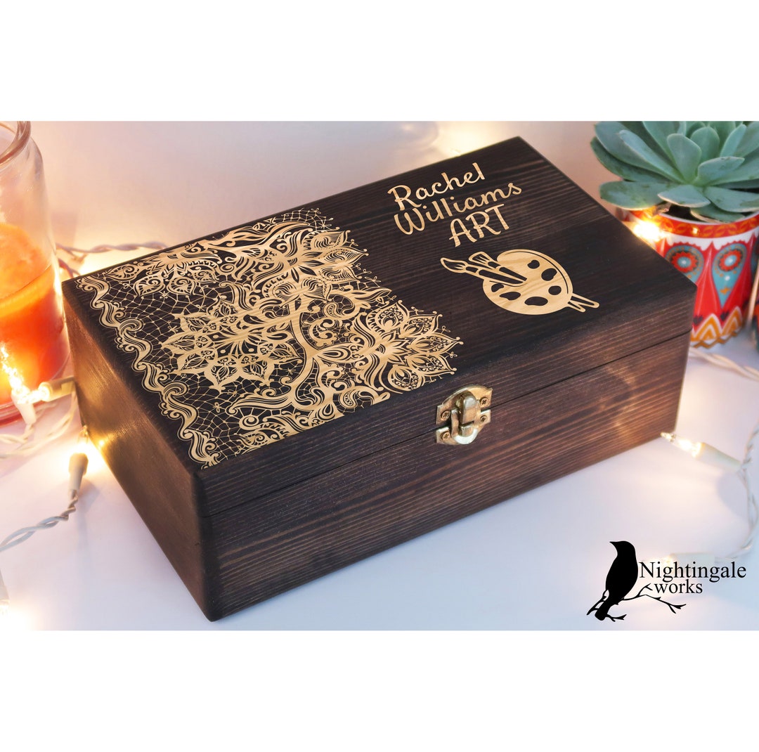 Personalized Engraved Art Box, Custom Craft Box, Paint Box, Gift for