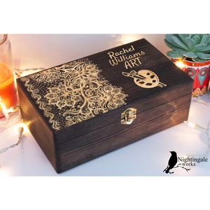 Personalized Engraved Art Box, Custom Craft Box, Paint Box, Gift for Artist, Custom Memory Box, Wooden Box, Keepsake Box, Art Supplies Box