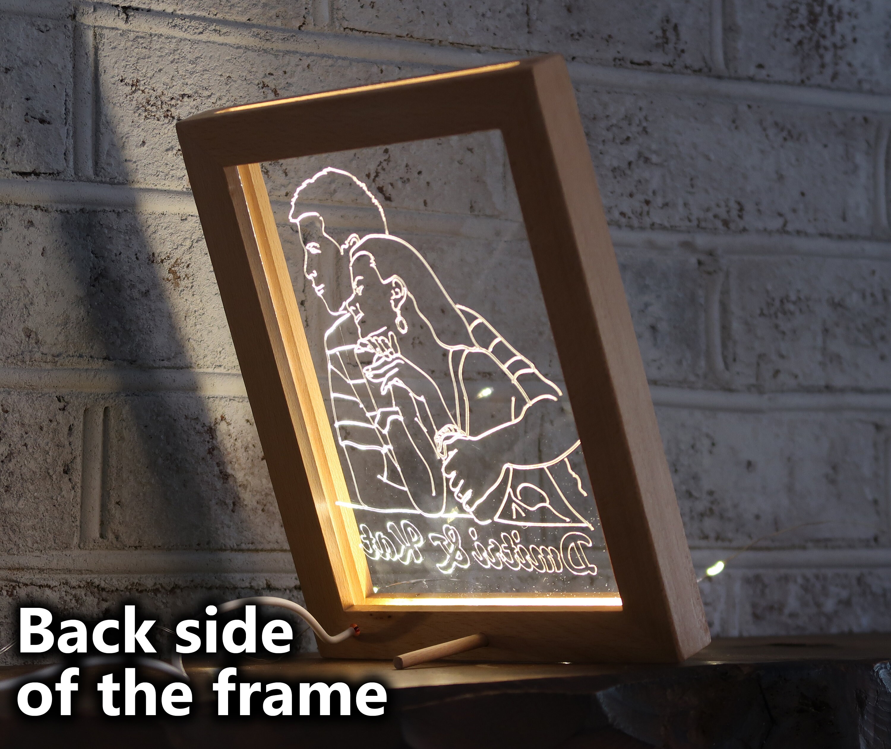 Personalized Engraved Custom Portrait LED Lamp, Wooden LED Photo Frame ...