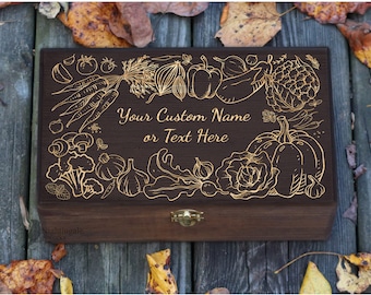 Personalized Engraved Seed Storage Box, Custom Gardener Gift, Garden Gifts, Personalized Wood Memory Box, Wooden Box, Seed Saver Box