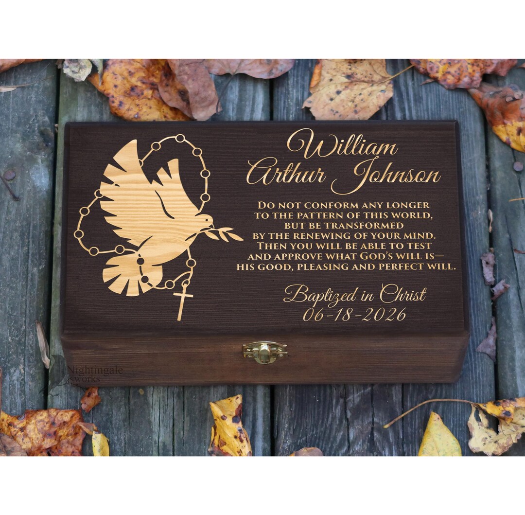 Personalized Engraved Baptism Box, Godchild Gift, Baby Baptism ...