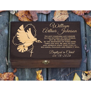 Personalized Engraved Baptism Box, Godchild Gift, Baby Baptism, Religious Keepsake box, Christian Memory Box, Prayer Box, Faith Home Decor