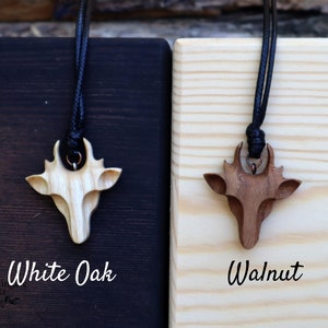 Wooden Female Deer Pendant and Necklace, Eco Friendly Accessory, Deer Head Jewelry, Deer Horns Pendant, Hunter Gift, for Her / Him Under 20