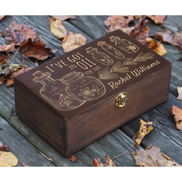 Personalized Engraved Essential Oil Storage, Naturopathic Doctor Gift, Homeopathy Storage, Homeopathic Gifts, Wooden Essential Oil Box