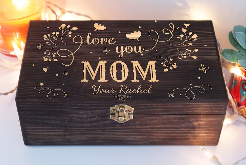 Personalized Engraved Love You Mom Box, Custom Mother's Day Gift ...