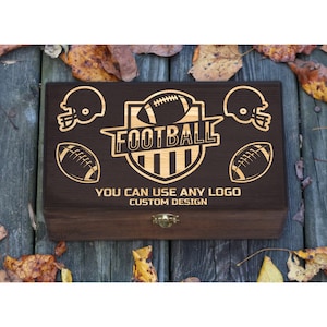 Personalized Engraved Any Custom Sport Logo Box, Sport Team Gifts, Football Gift Box, Team Coach Gift, Hockey Lover, Wooden Keepsake Box