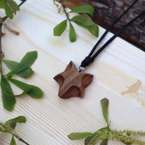 Wooden Racoon Pendant and Necklace, Eco Friendly Accessory, Racoon Jewelry, Carved Charm, Spirit Animal, Mother's Day Gift, for Her Under 20 Walnut