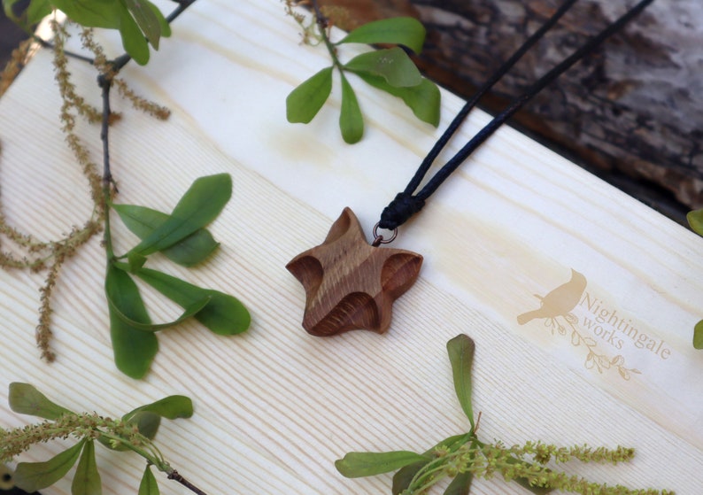 Wooden Racoon Pendant and Necklace, Eco Friendly Accessory, Racoon Jewelry, Carved Charm, Spirit Animal, Mother's Day Gift, for Her Under 20 Walnut