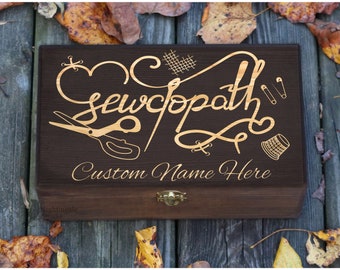 Caja de costurera grabada personalizada, regalo de costurera personalizado, regalos de costura, almacenamiento de costura, caja de madera para recuerdos, caja de madera, caja de recuerdo