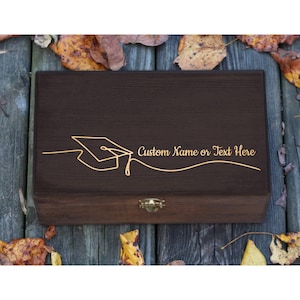 Personalisierte gravierte Abschlussbox, Geschenk für Studenten, Geschenk für graduierte Abschlussgeschenkbox, Fotobox, Erinnerungsbox aus Holz, Erinnerungsbox