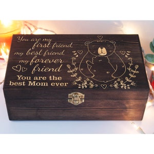 Personalized Engraved Mama Bear Box, Gift for Mom Wood Memory Box, Mother&#39;s Day Gift, Wooden Box, Keepsake Box, Gifts for Moms Birthday