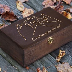 Personalized Engraved Pinky Promise Box, Sentimental Gift Box, Couple Gift, Best Friend Gift, Wood Memory Box, Friendship Keepsake Box
