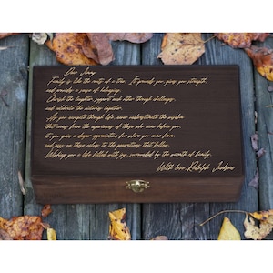 Regalo de carta grabada a mano personalizada, caja de texto personalizada, caja de recetas escritas a mano, caja de tarjeta de boda, regalo de aniversario, caja de recuerdo