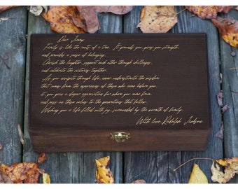 Caixa de presente personalizada com carta escrita à mão, caixa de texto personalizada, caixa de receitas manuscritas, caixa para cartões de casamento, presente de aniversário, caixa de lembranças