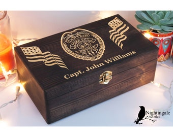 Personalized Engraved Retirement Gift, Employee Appreciation Gifts, Sheriff Retirement Gift, Memory Box, Engraved Wooden Keepsake Box