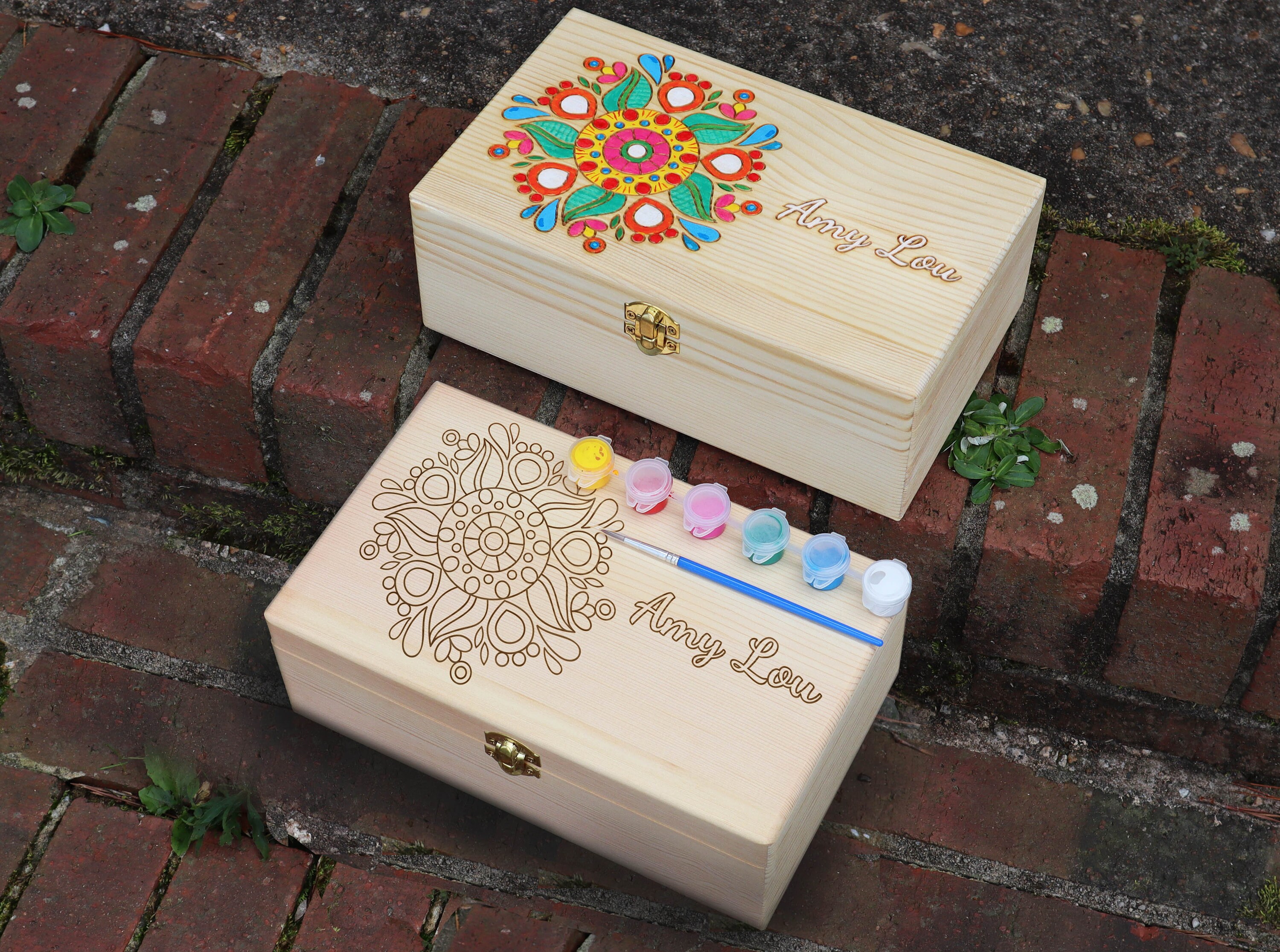 Personalized Engraved Paint Yourself Box, Personalized Engraved Wooden ...
