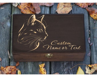 Presente personalizado gravado para amantes de gatos, presente de simpatia para animais de estimação, caixa memorial para animais de estimação, presente para animais de estimação, presentes para ela e para ele, caixa personalizada, caixa de lembrança
