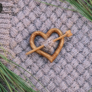 Wooden Heart Pin, Shawl Pin, Wood Scarf Pin, Eco Friendly Accessory, Christmas Gift, Heart Brooch, Heart Pin, Sweater Pin