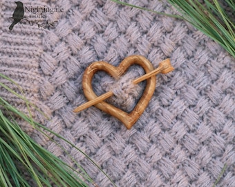 Wooden Heart Pin, Shawl Pin, Wood Scarf Pin, Eco Friendly Accessory, Mother's Day Gift, Heart Brooch, Heart Pin, Sweater Pin