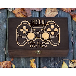 Personalized Engraved Gamer Gifts, Graduation Gift for Him, Gamer Room Decor, Custom Storage, Wood Memory Box, Wooden Box, Keepsake Box