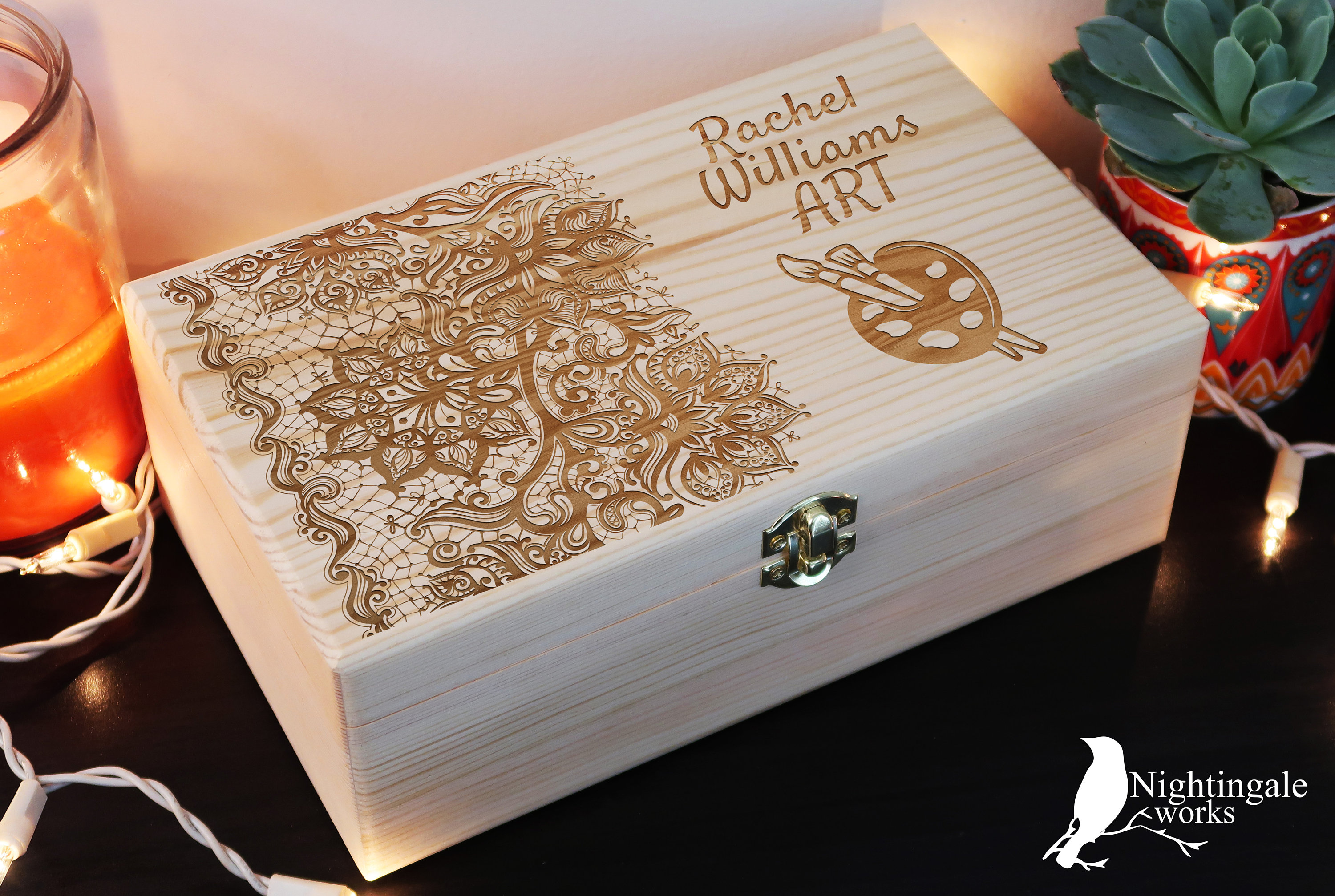 Personalized Engraved Art Box, Custom Craft Box, Paint Box, Gift for ...