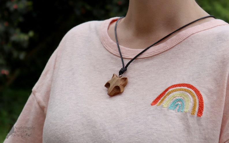 Wooden Racoon Pendant and Necklace, Eco Friendly Accessory, Racoon Jewelry, Carved Charm, Spirit Animal, Mother's Day Gift, for Her Under 20 image 4