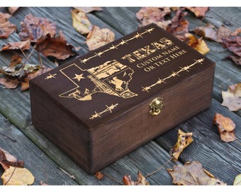 Custom State Map Box, Texas Art, Personalized Storage Box, Engraved Wooden Box, Housewarming Gift, Welcome or Goodbye Gift, Memory Box