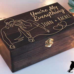 Personalized Anniversary Wooden Engraved Box, Wedding Wood Box, Anniversary Gift, Wood Memory Box, Keepsake Box, Christmas Gift