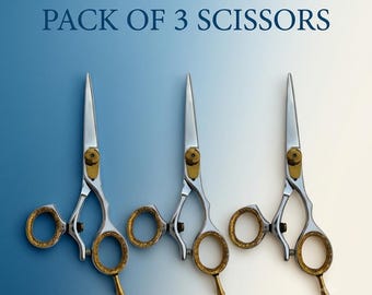Tesouras de corte de cabelo (pacote com 3) – Lâminas afiadas de 5,5 e 6 polegadas