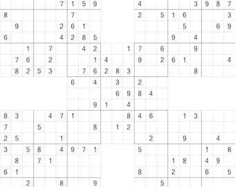 200 Medium Samurai Sudoku Puzzles - PNG - Instant Digital Download - Great For Making KDP Puzzle Book