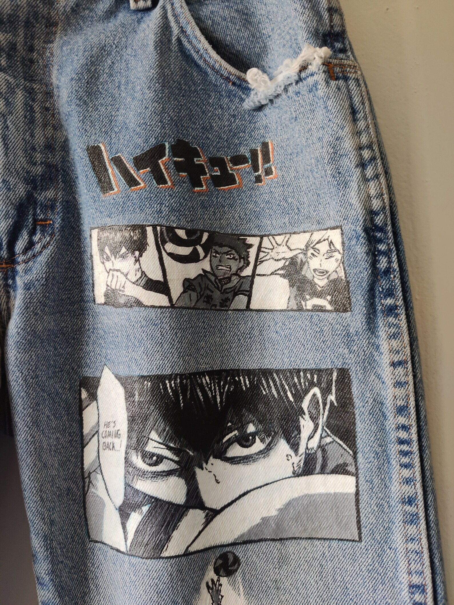Commission Custom Handpainted Anime/Manga Panel Jeans DO NOT Etsy