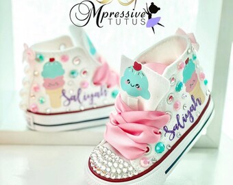Ice Cream Converse - Birthday Shoes - Custom Converse - Pastel Rainbow Shoes - Two Sweet - Candyland