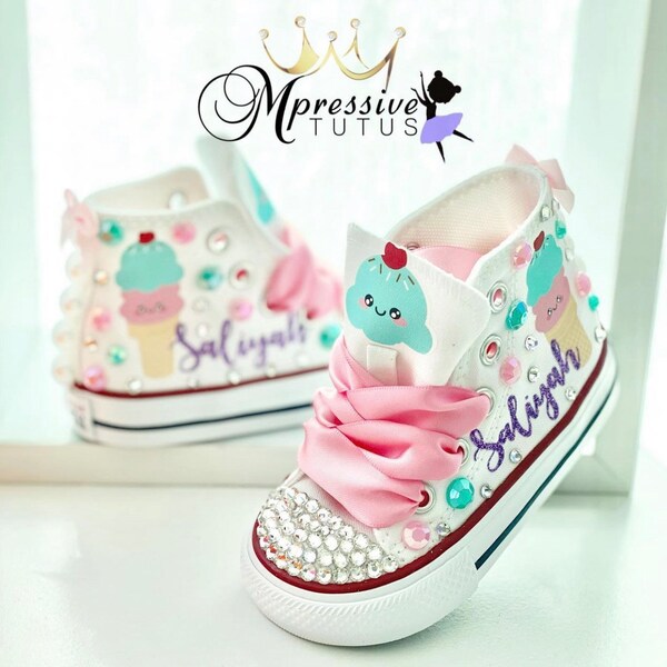 Ice Cream Converse - Birthday Shoes - Custom Converse - Pastel Rainbow Shoes - Two Sweet - Candyland