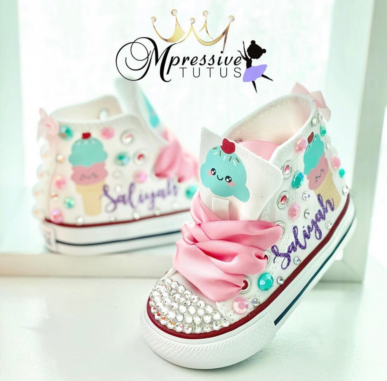 Schoenen Meisjesschoenen Sneakers & Sportschoenen Kid’s Ice Cream Cone Shoes— Ice Cream Custom Shoes— Painted Shoes— Laced Ice Cream Shoes 