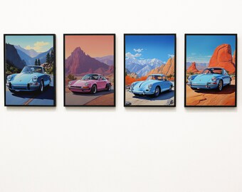 4 Quality Digital Porsche Artwork Print - Classic Car Wall Decor - Instant Download - Automotive Fine Art - Printable Porsche Poster