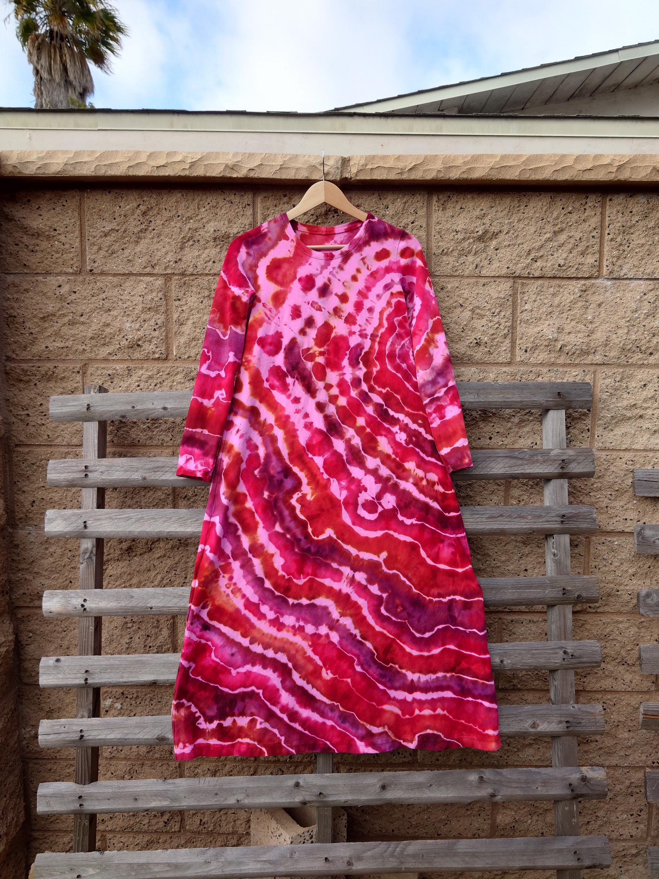 pink tie dye long sleeve dress Pink Tie Dye Maxi Dress