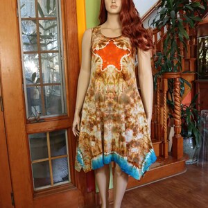 Starfish Beach dress size large in comfy all cotton knit fabric garment measurements bust 39 in waist 39 in back neck to shortest hem 39 in