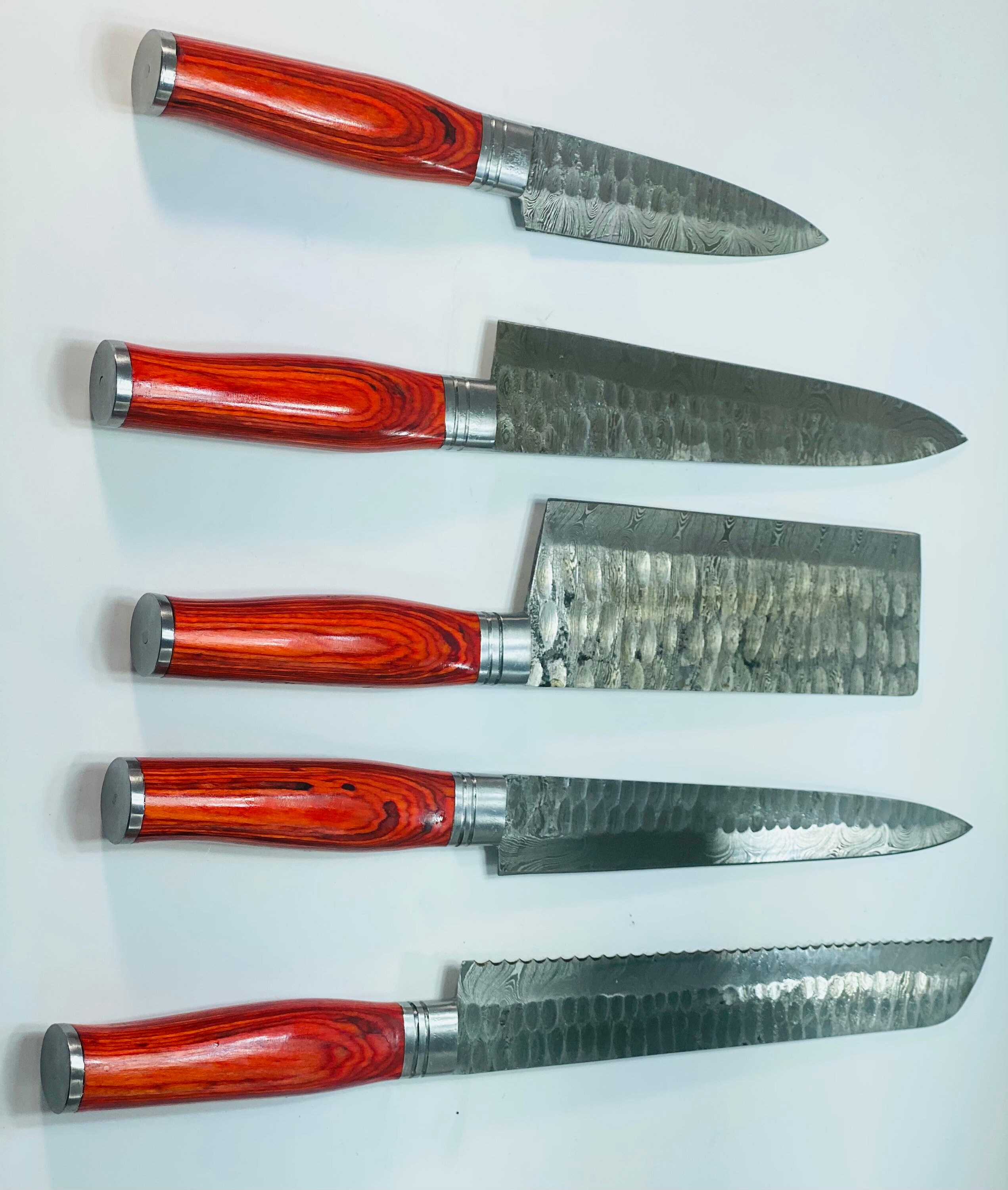 5 Pieces Damascus chefs knives set custom Etsy