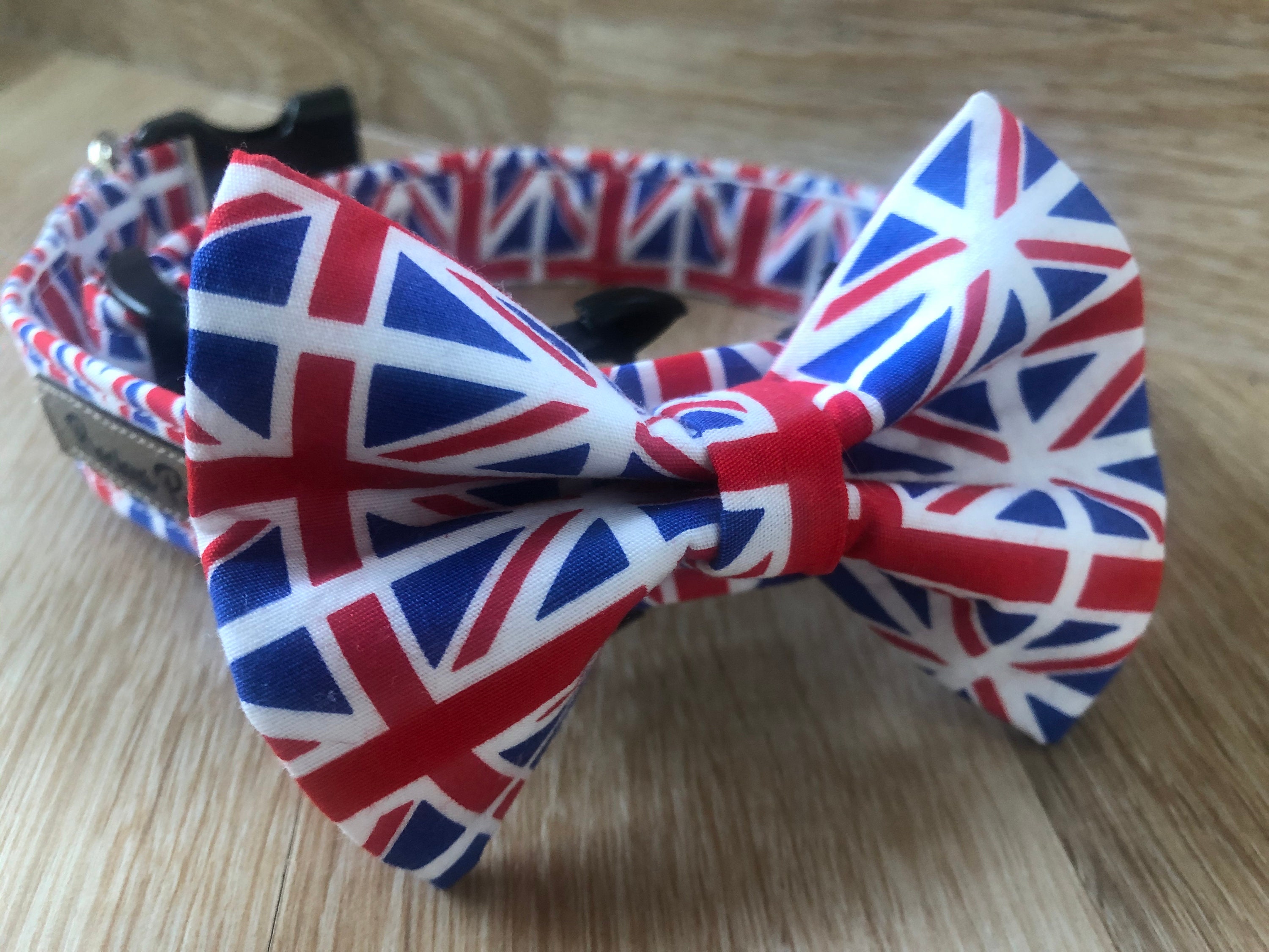 union jack bow tie dog collar